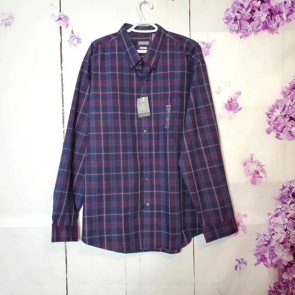Van Heusen Multicolor Plaid Classic Fit Button Shirt XXL